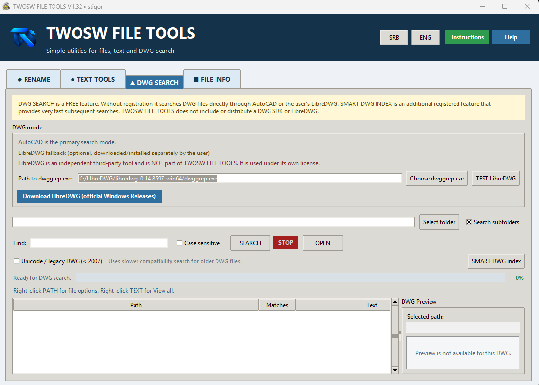 TWOSW FILE TOOLS DWG SEARCH