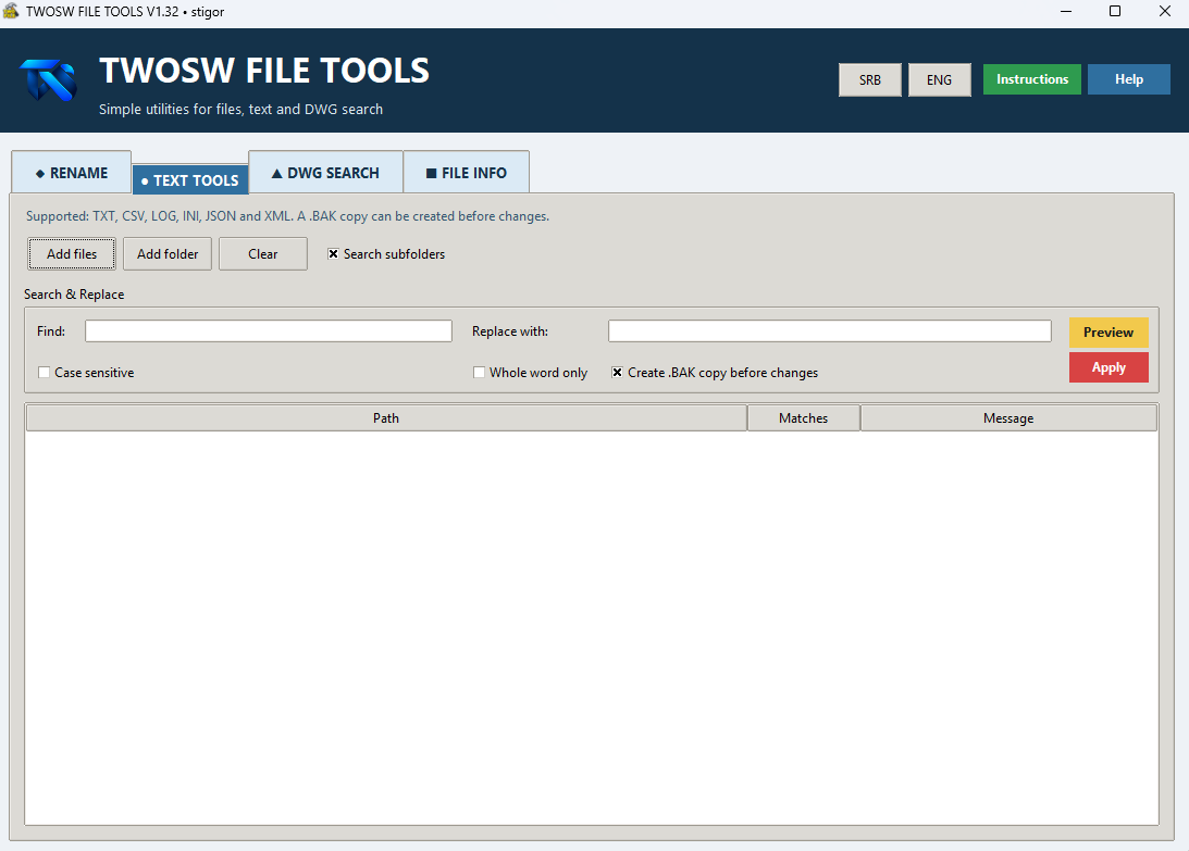 TWOSW FILE TOOLS TEXT TOOLS